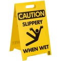 Hy-Ko Caution Slippery When Wet Sign 12" x 20", 5PK B00562